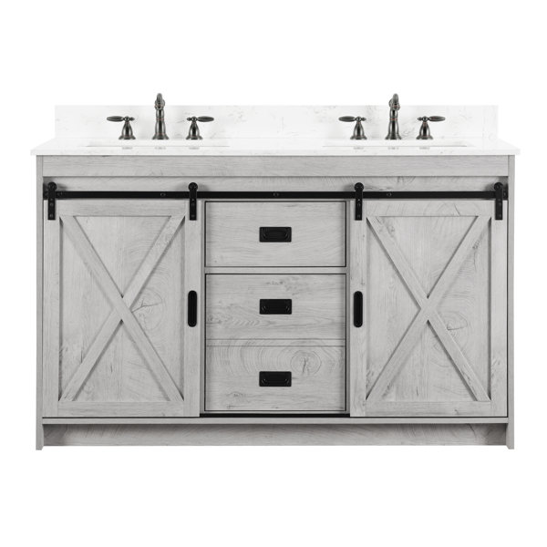 Sand & Stable Jillian 54'' Double Bathroom Vanity with Engineered Stone ...